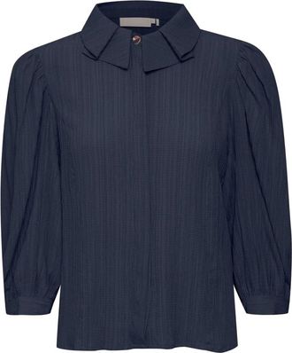 Karen by Simonsen Elegante zwarte iris blouse met pofmouwen - Dames - Overhemden - Zwart - XS - Overhemden