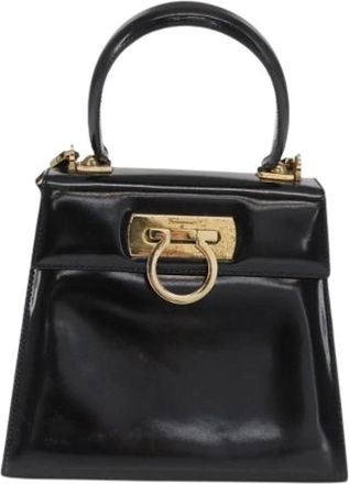 Ferragamo Pre-owned Handbags, female, Black, Size: ONE SIZE Pre-owned Leather Handbag