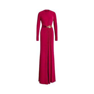 Ralph Lauren Jersey avondjurk met lange mouwen - Dames - Jurken - Roze - Maat: 2XS Jersey