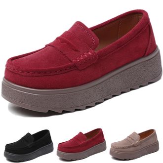 Generic Loafers Shoes for Women,Platform Loafers for Women Suede Orthopedic Penny Loafers Shoes Slip On Comfortable Walking Shoes Platform Thick Sole Arch Sup