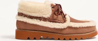 Valentino Garavani Stivaletto Palm Avenue In Crosta E Lana Uomo TABACCO/NATURALE 41.5