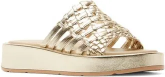 La Canadienne Avea Leather Slide Sandal in Gold Leather at Nordstrom, Size 10