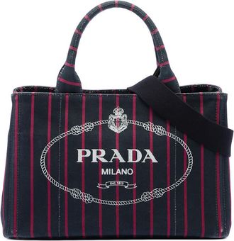 Prada Pre-owned Prada Small Canvas Canapa Logo Stripes Tote Ladies HWRPI1GUNXAPW4G6