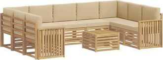 vidaXL Conjunto De Sof&aacute;s De Exterior 10 Uds. Y Beige Poli&eacute;ster Vidaxl