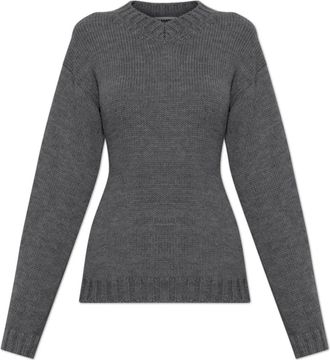 Jil Sander Wollen V-hals Trui - Dames - V-hals truien - Grijs - L - Wol - Truien & Vesten