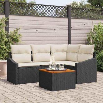 vidaXL Conjunto De Sof&aacute; De Jard&iacute;n 5 Pcs Negro, Blanco Vidaxl