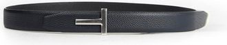 Tom Ford Grain Leather Metal T Reversible Belt