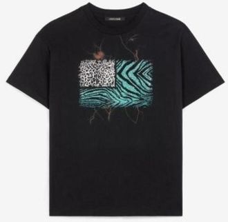 Roberto Cavalli Flag Animalier Patchwork T-Shirt, Size X-Large