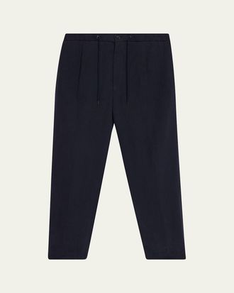 Giorgio Armani Mens Single-Pleat Linen Canvas Trousers