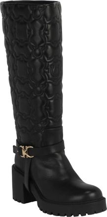 Ferragamo Womens Shiran Knee-High Leather Boot In Black