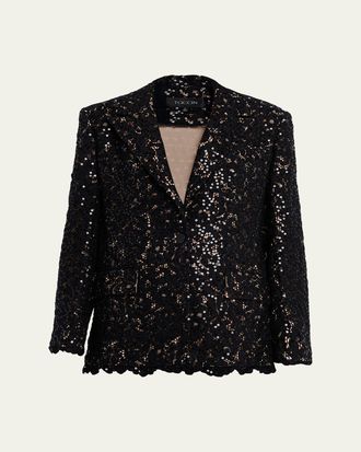 Toccin Willa Sequined Lace Boyfriend Blazer