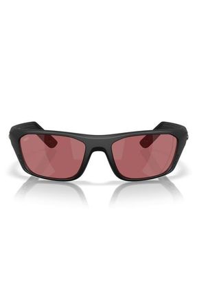 Costa Whitetip Pro 57mm Polarized Rectangular Sunglasses in Matte Black /Rose 580G at Nordstrom