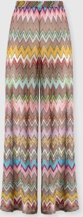 Missoni Straight Trousers In Lam&eacute; Viscose With Macro Zigzag Pattern in Black & Multicoloured at Nordstrom, Size 40