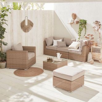 Sweeek Salotto da giardino premium in resina intrecciata, 5 posti