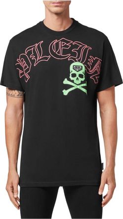 Philipp Plein T-Shirt Ronde Hals SS Gothic Plein - Heren - T-shirts - Zwart - L - Katoen - Tops