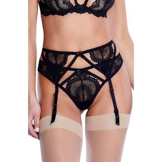 Journelle Natalia Lace Suspender Belt in Noir at Nordstrom, Size X-Small