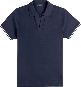 Fay Navy Blue Solid Shirt Collar Polo
