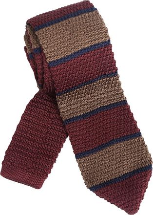 Alizeal Mens Vintage Multi-colored Casual Knitted Neckties, Maroon+Brown Stripe