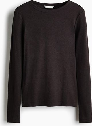 H&M Rippenshirt aus Baumwollmix - Brown