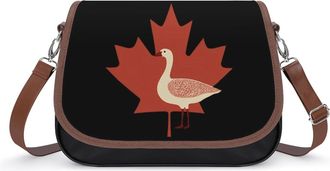 Generic Goose in The Middle of Canada Flag Crossbody Bags for Women Fashion Leather Shoulder Handbags With Adjustable Strap