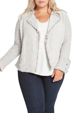 Nic+Zoe Fringe Mix Knit Jacket in Sugar Cookie at Nordstrom, Size 1X