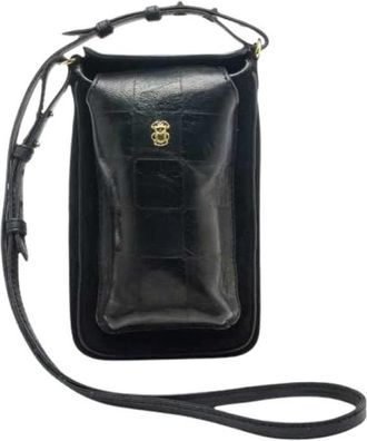 CLARIS VIROT Misha Telefoonhouder - Dames - Schoudertassen - Zwart - ONE Size - Leer - Tassen