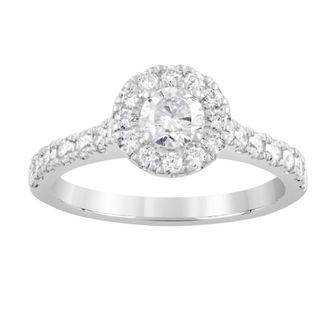 Grown Brilliance 14K White Gold 1 CTTW LAB GROWN Diamond Halo Round Engagement Ring (G-H, SI1-SI2)