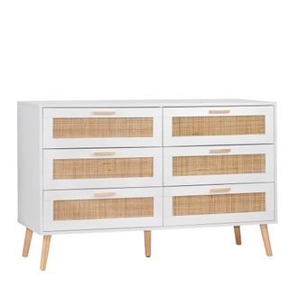 Klast C&oacute;moda doble en rat&aacute;n blanco 120 x77 cm