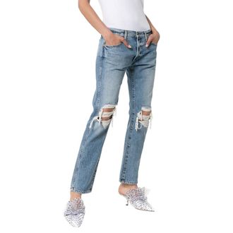 Khaite Blue Denim Kyle Distressed Jeans Size XS