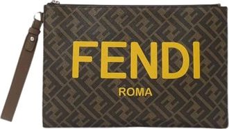 Fendi Pre-owned Clutches, male, Brown, Size: ONE SIZE Pre-owned Zucca Clutch Bag