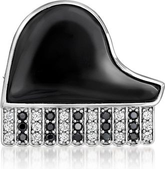 Ross-Simons Onyx,. White Zircon and. Black Spinel Piano Pin/Pendant in Sterling Silver