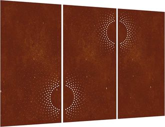 vidaXL Adorno Pared Jard&iacute;n 3 Uds Acero Corten Dise&ntilde;o Sol 105x55 Cm Vidaxl