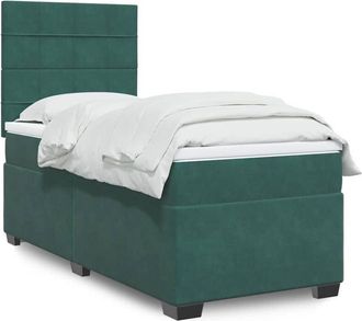 vidaXL Cama Box Spring Con Colch&oacute;n Terciopelo Verde Oscuro 80x200 Cm Vidaxl