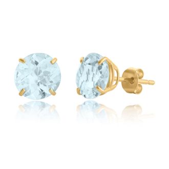 MAX + STONE 10k Yellow or White Gold 8mm Round Cut Gemstone Birthstone Stud Earrings
