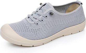 Generic Womens Trainers Casual Breathable Flat Shoes Round Toe Solid Color Lightweight Classic Comfortable Slip On Running Shoes Sports Gym Gray