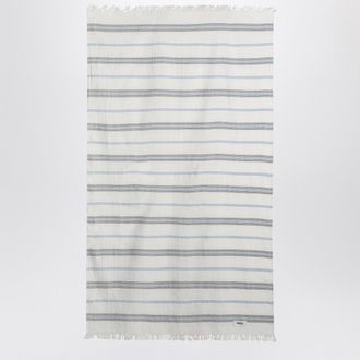 Tekla White beach towel with striped pattern