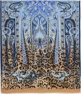 Etro Animal-Print Paisley Wool Silk Scarf