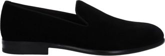 Dolce & Gabbana Zwarte Velvet Slip-On Loafers - Heren - Loafers - Zwart - 39 EU - Schoenen