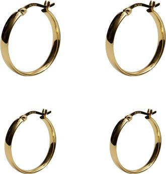 Argento Vivo 2 Pairs of Sterling Silver Flat Edge Hoop Earrings in Gold at Nordstrom