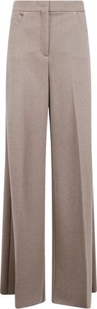 Max Mara MXM Ugola Tailored Broeken - Dames - Wijde Broeken - Beige - S - Wol - Broeken