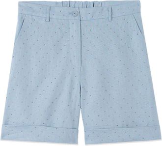 Oltre Short Shorts - Dames - Korte Broeken - Blauw - S - Linnen - Korte Broeken