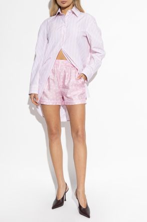 Moschino Silk Shorts With Print, Womens, Pink