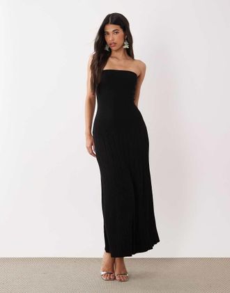 Gina Tricot Gina Tricot - Vestito midi a fascia in maglia nero