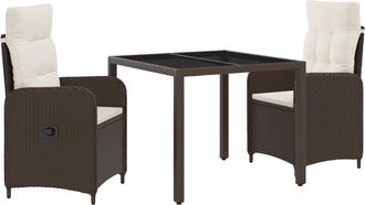vidaXL Juego De Comedor Para Exteriores 3 Uds. Marr&oacute;n Y Crema Blanca Vidaxl