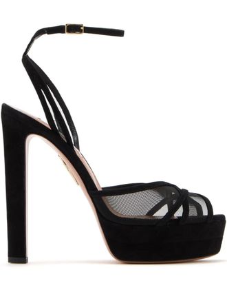 Aquazzura 130 Divine sandals - women - Leather/Leather/Mesh - 38.5 - Black