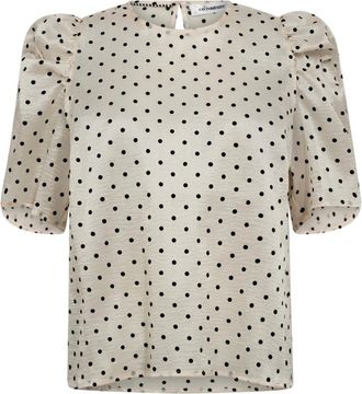 Co'Couture Overhemden, Dames, Beige, M, Dilancc Dot Blouse Poeder