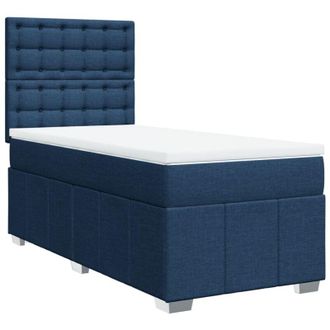 vidaXL Cama Box Spring Con Colch&oacute;n Tela Azul 90x200 Cm Vidaxl