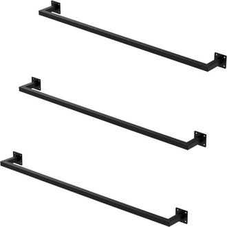 ML Design Ml-design - Set 3x Percheros De Pared 110x12cm De Acero Inoxidable Negro Para Vestidor Armario Ba&ntilde;o O Cocina, Barra De Almacenamiento Hasta 50kg Para 