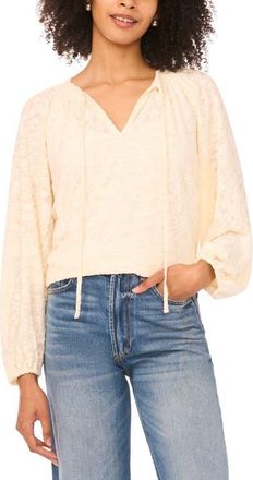 Vince Camuto Texture Tie Neck Top in Birch at Nordstrom, Size X-Small