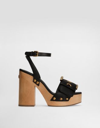 Dolce & Gabbana Cowhide Wedge Sandals - Woman Sandals And Wedges Black 39.5